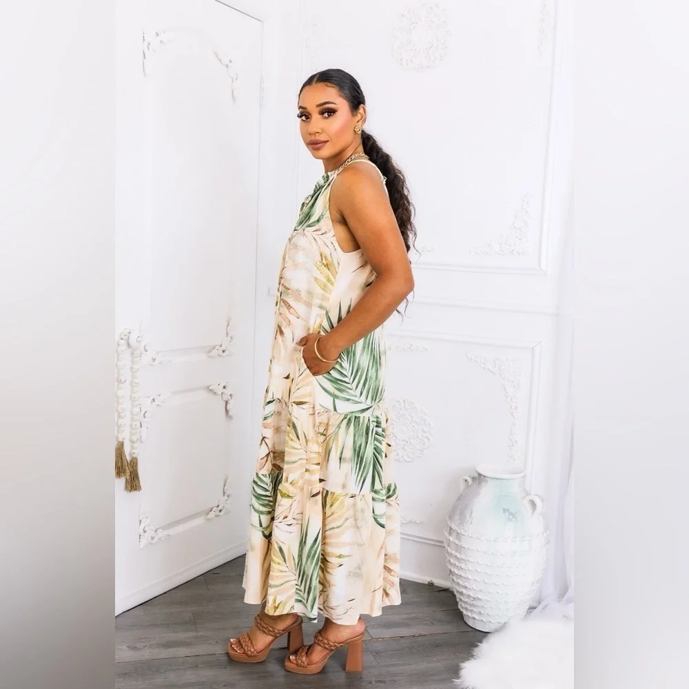 Tropical Halter Maxi Dress - Picture 3 of 7
